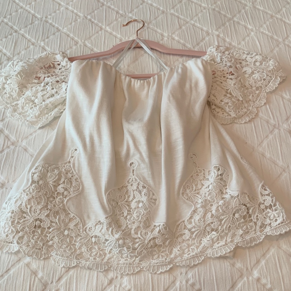 White House Black Market Ivory Lace Blouse